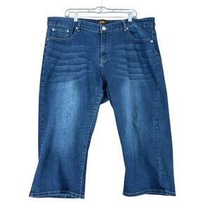 dkin Womens Size 24W Blue Wash Capri Jeans Embroidered Pockets Stretch